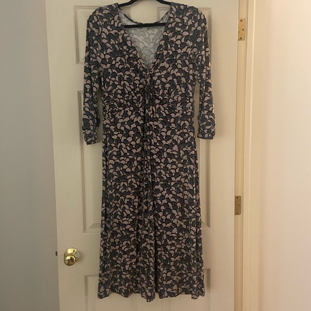 Boden Print Jersey Midi Dress, 3/4 Sleeves, Size US 12L